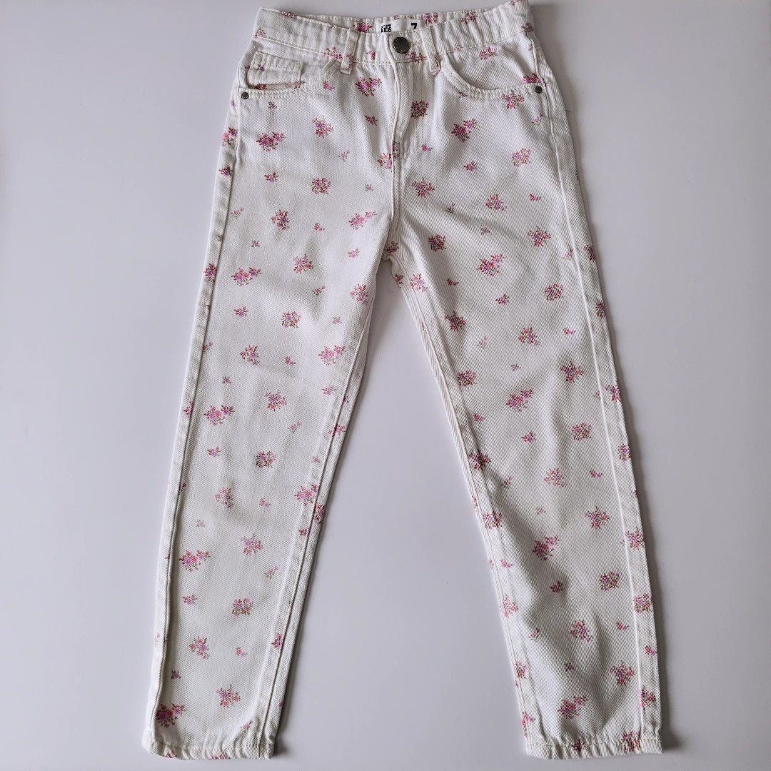 Cotton on Kids Floral Denim Jeans - Size 7