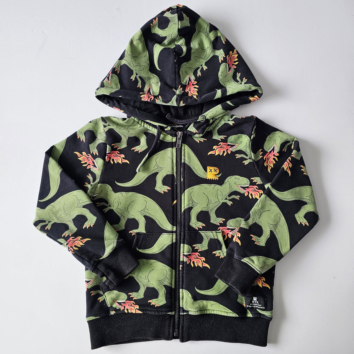 Rock your Kid Dino Zip Hoodie - Size 4