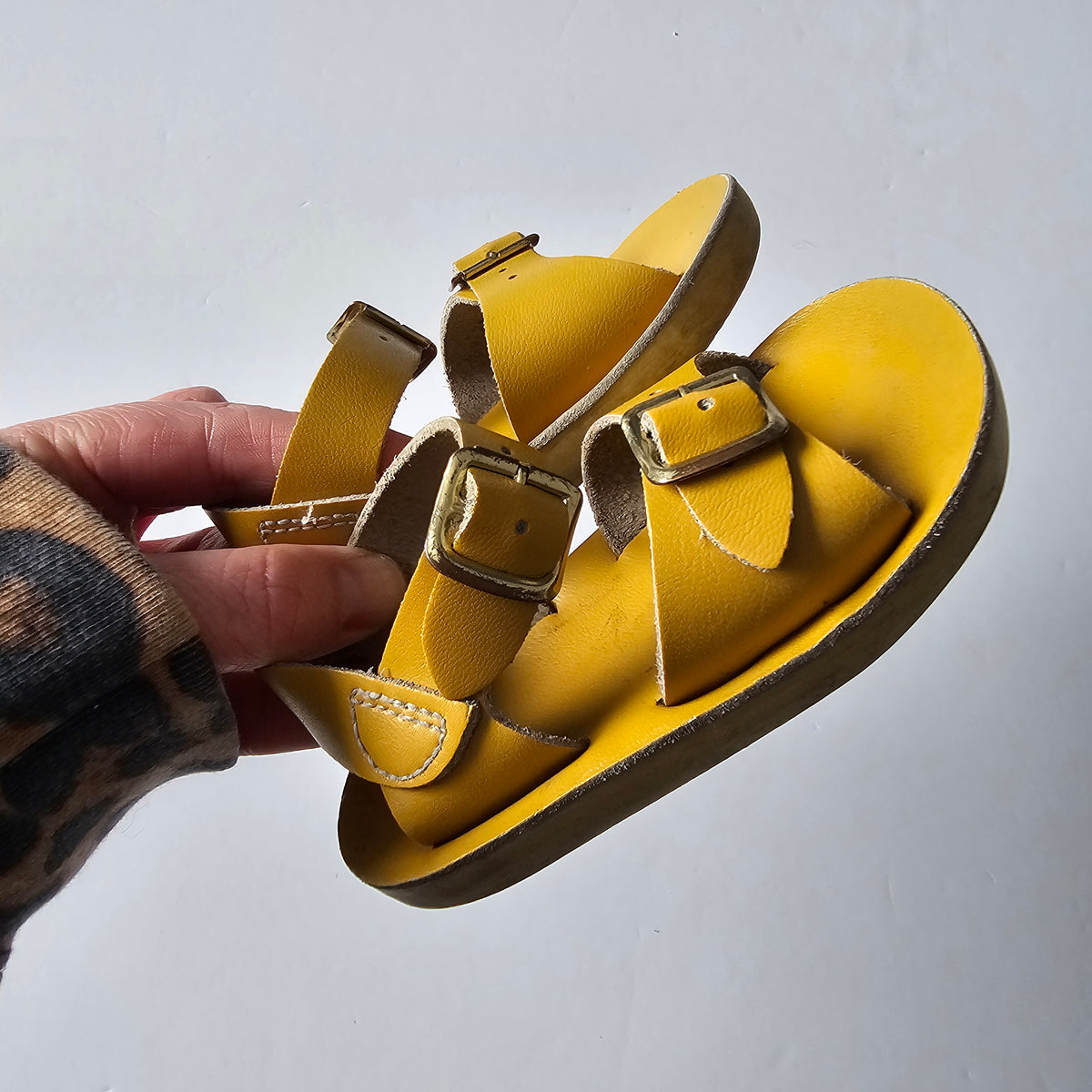 San Sun Saltwater Sandals Mustard - Size 4(US)