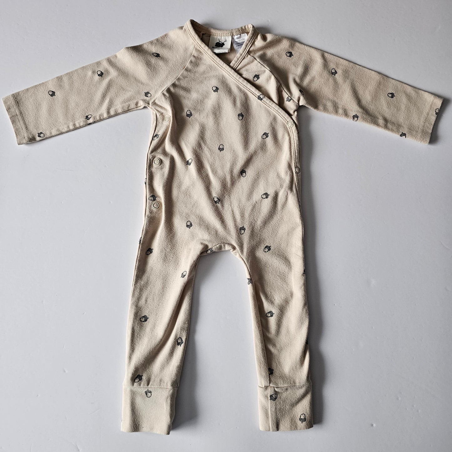 Buck & Baa Acorn Kimono Onsie - Size 3-6m