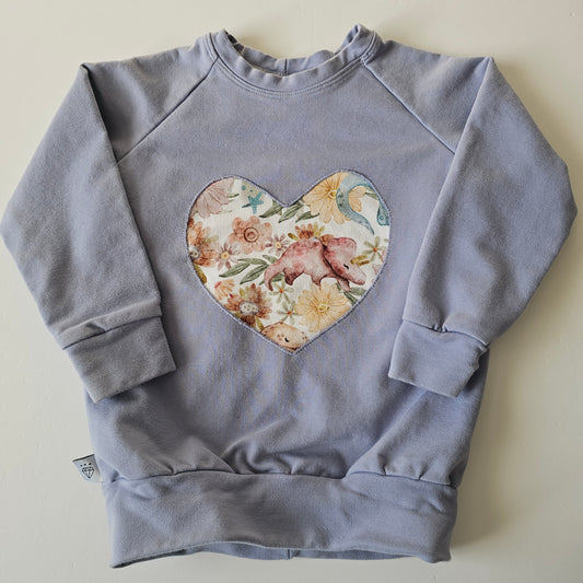 Three Little Gems Dino Heart Sweatshirt - Size 1-2