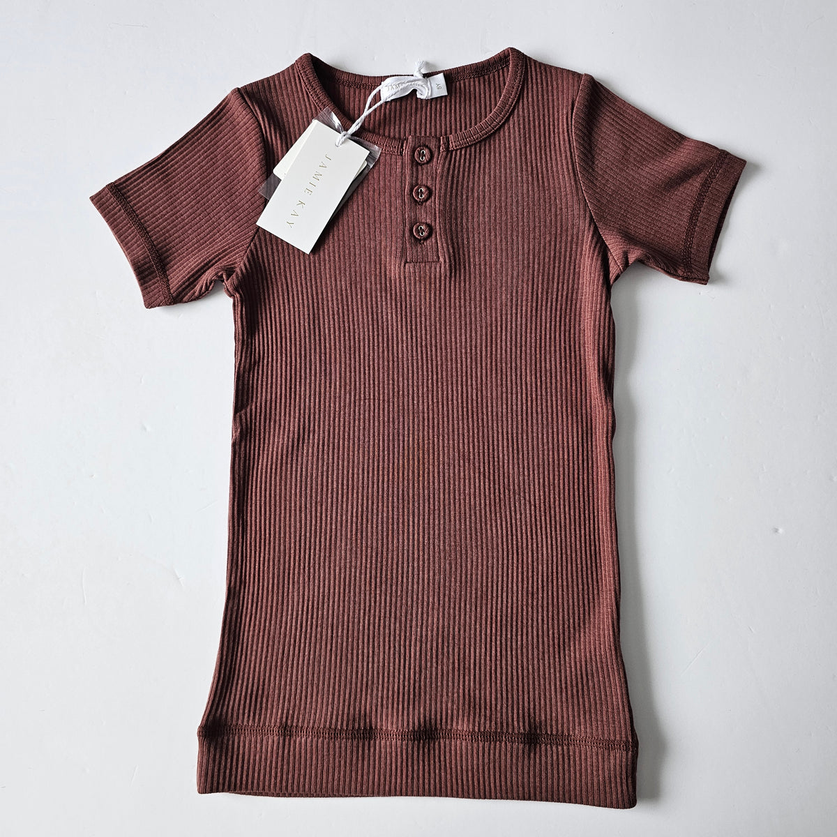 Jamie Kay Burnt Cinnamon Ribbed Henley T-shirt *BNWT* - Size 5