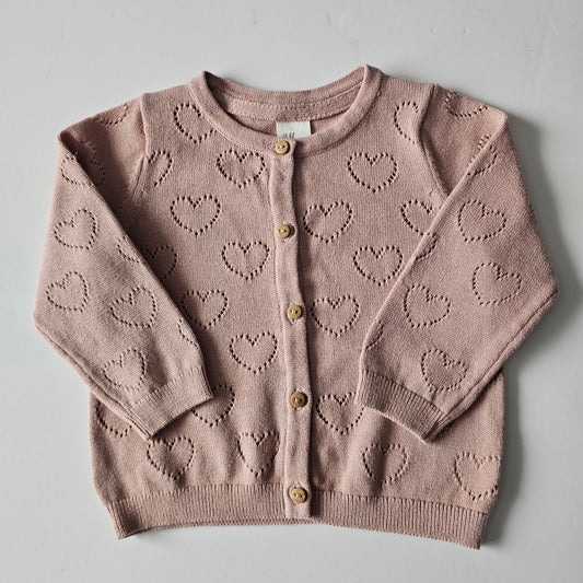 H&M 100% Cotton Heart Knit Cardigan *BNWOT* - Size 3-6m