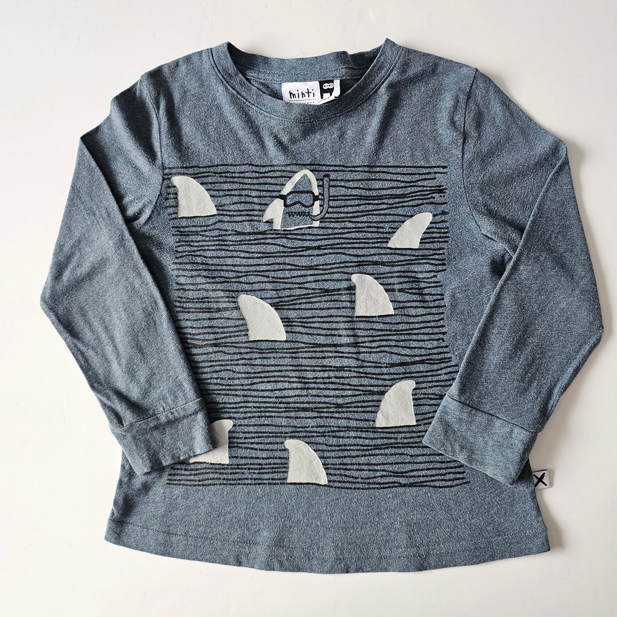 Minti Shark Long Sleeve Top - Size 4