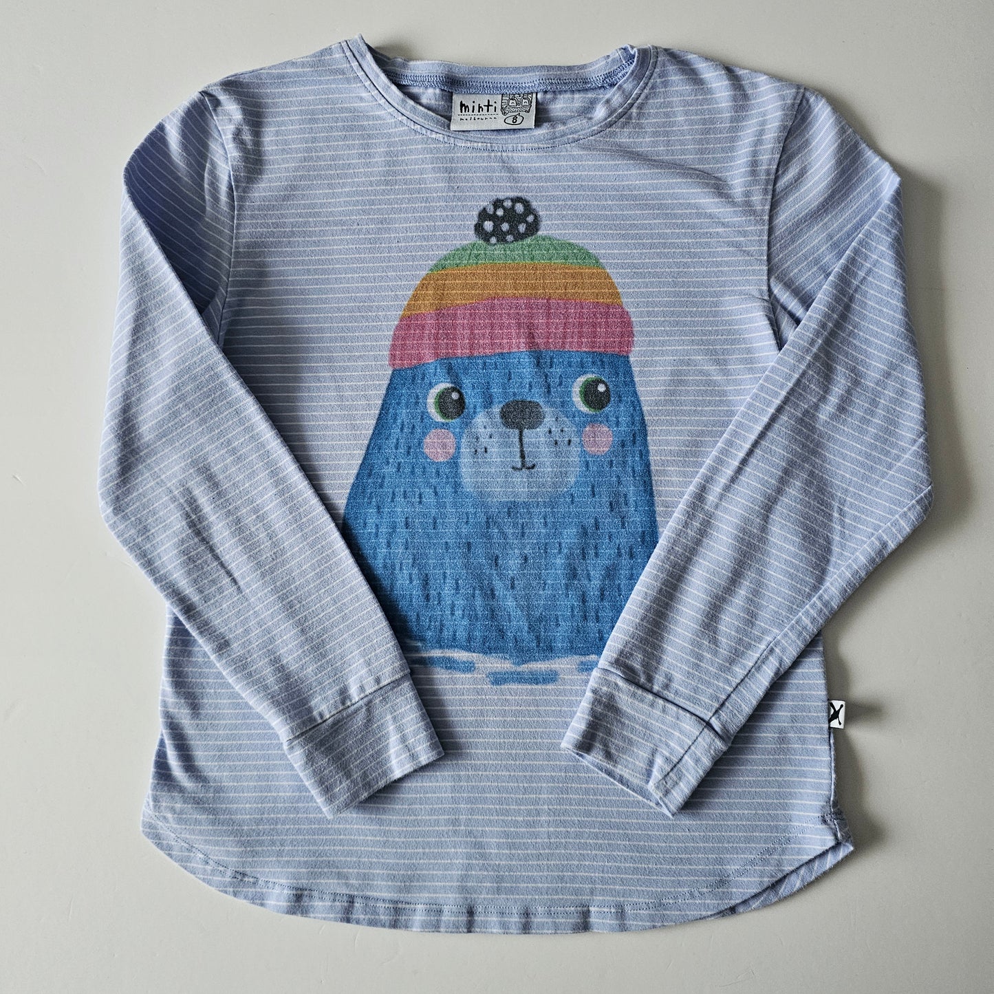 Minti Stripe Seal Top (flaw) - Size 8
