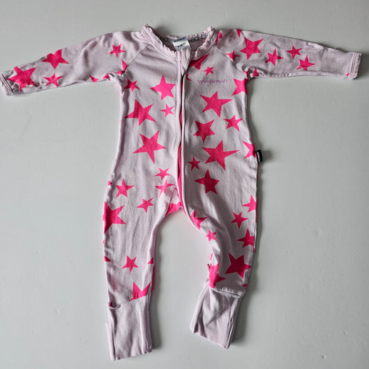 Bonds Pink Star Zip Wondersuit - Size 0-3m