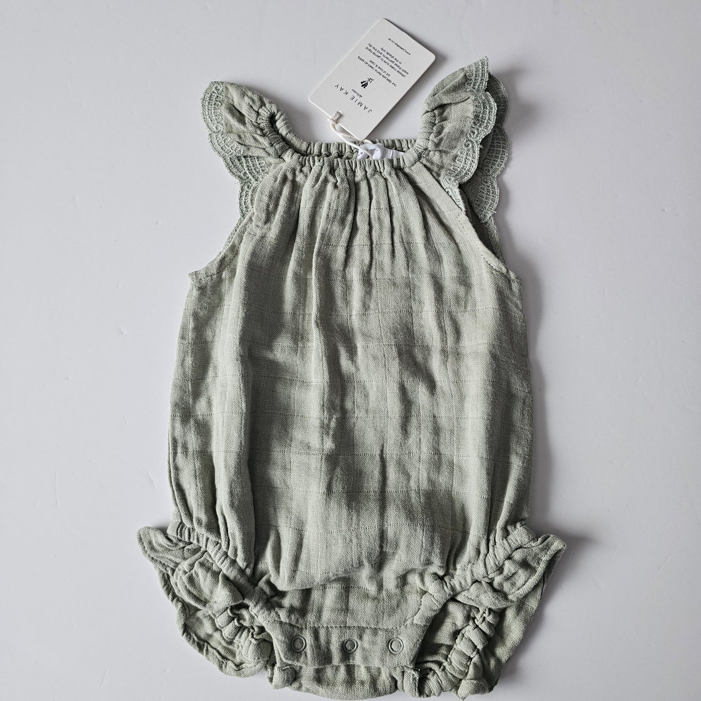 Jamie Kay Muslin Sage Lace Playsuit *BNWT* - Size 3-6m