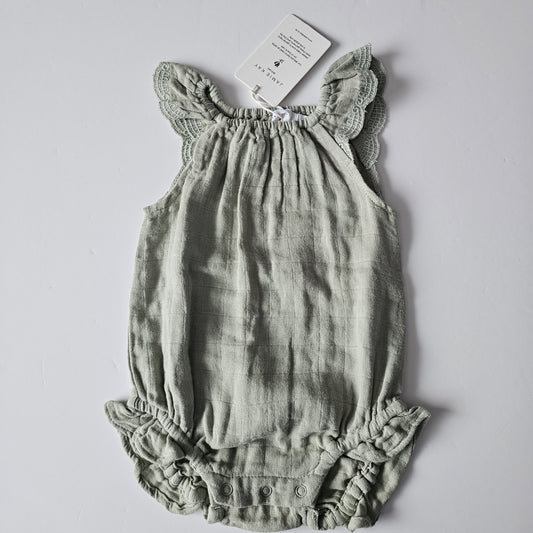 Jamie Kay Muslin Sage Lace Playsuit *BNWT* - Size 3-6m
