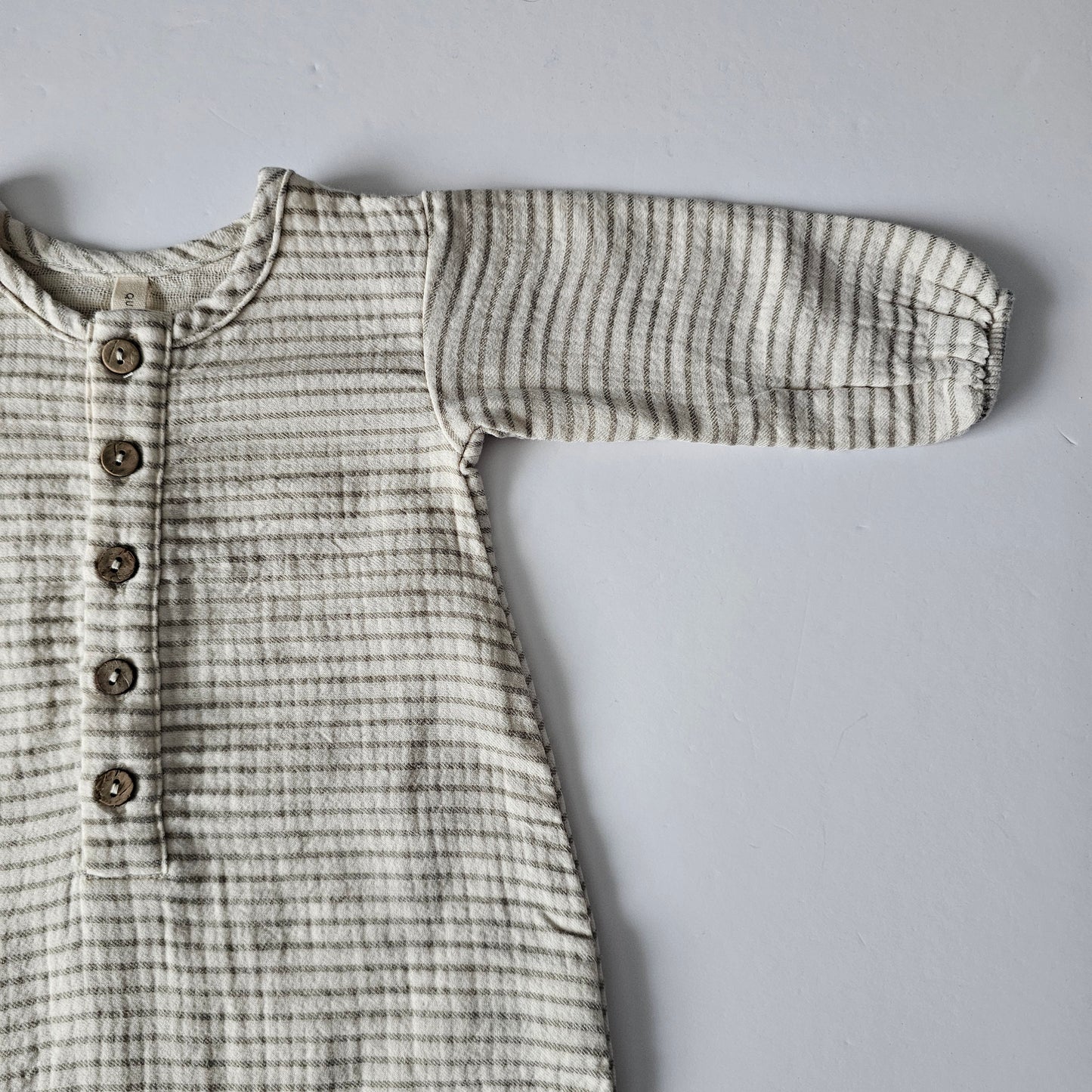 Quincy Mae Woven Basil Stripe Jumpsuit - Size 0-3m