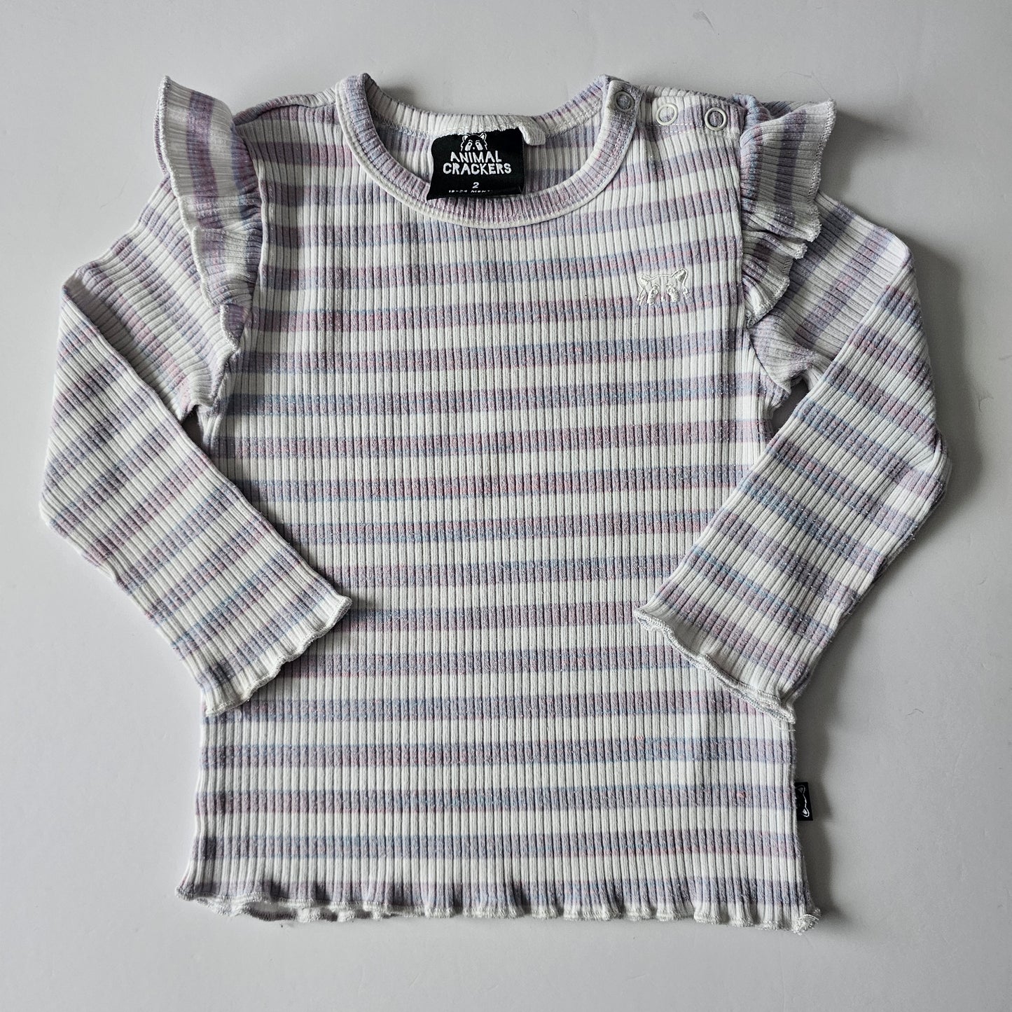Animal Crackers Ribbed Frill Top - Size 2