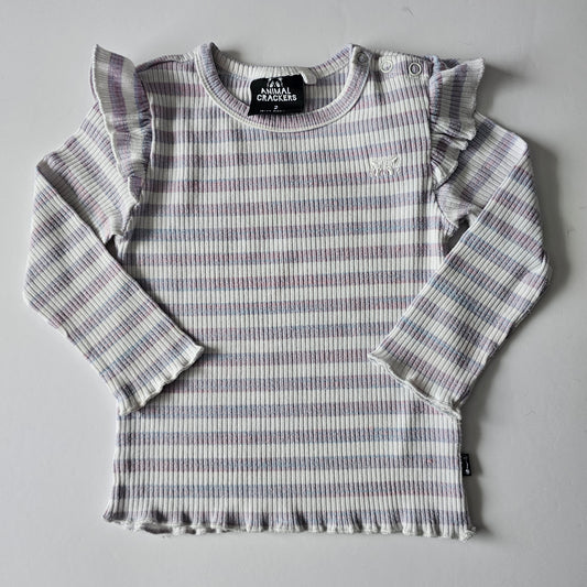Animal Crackers Ribbed Frill Top - Size 2