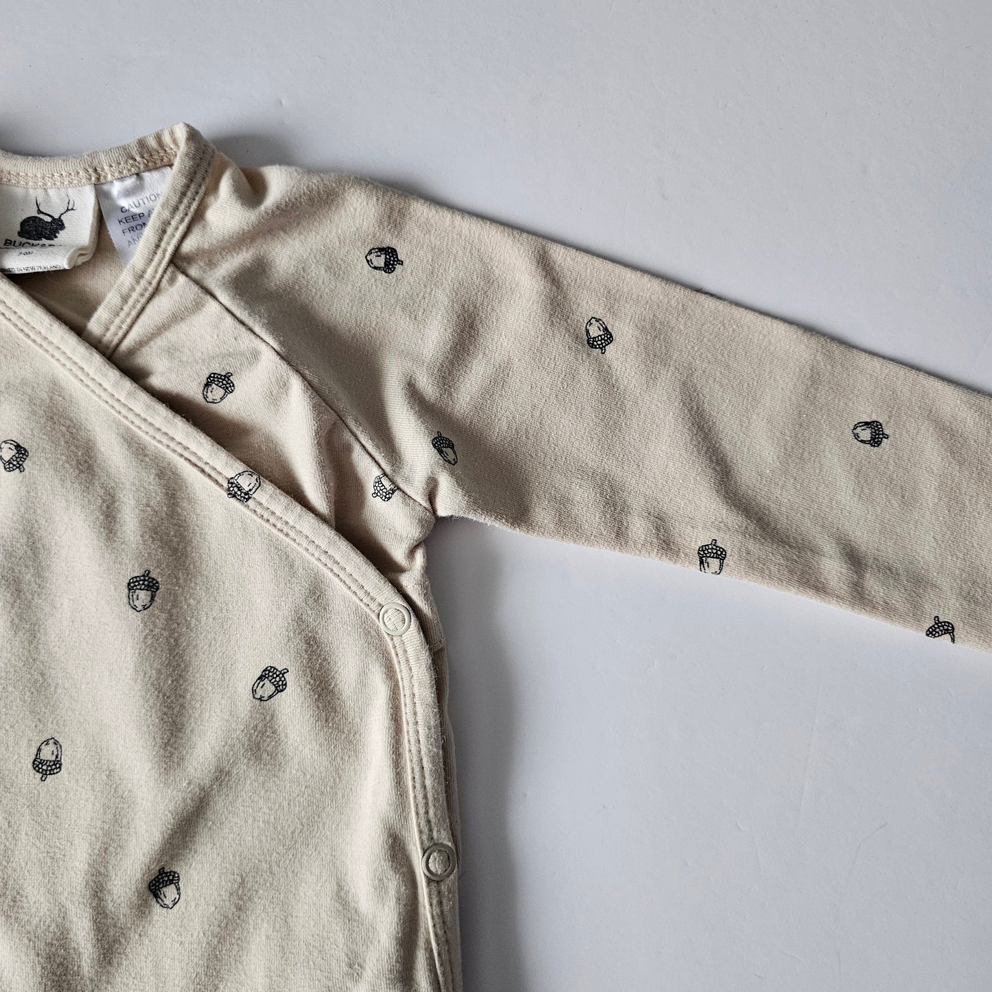 Buck & Baa Acorn Kimono Onsie - Size 3-6m