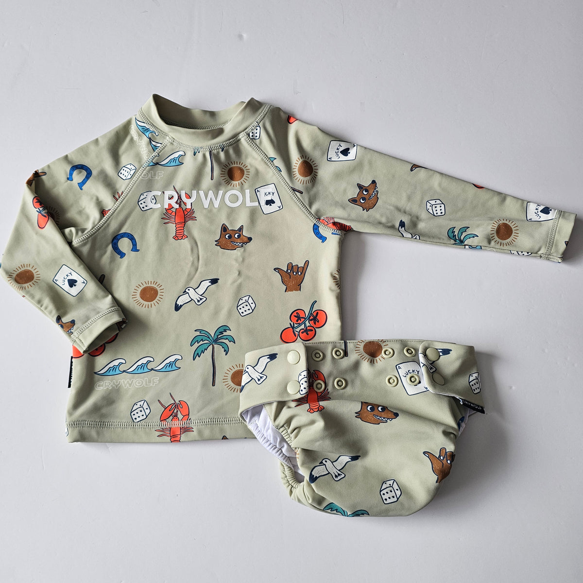 Crywolf Rashie & Re-usable Swim Nappy Set - Size 1